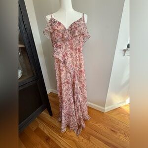 Bohemian, Lucky Brand Asymmetrical Floral Pink  Enchanting Dress